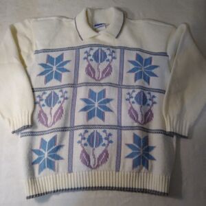Vintage Cape Cod Floral Collared Sweater